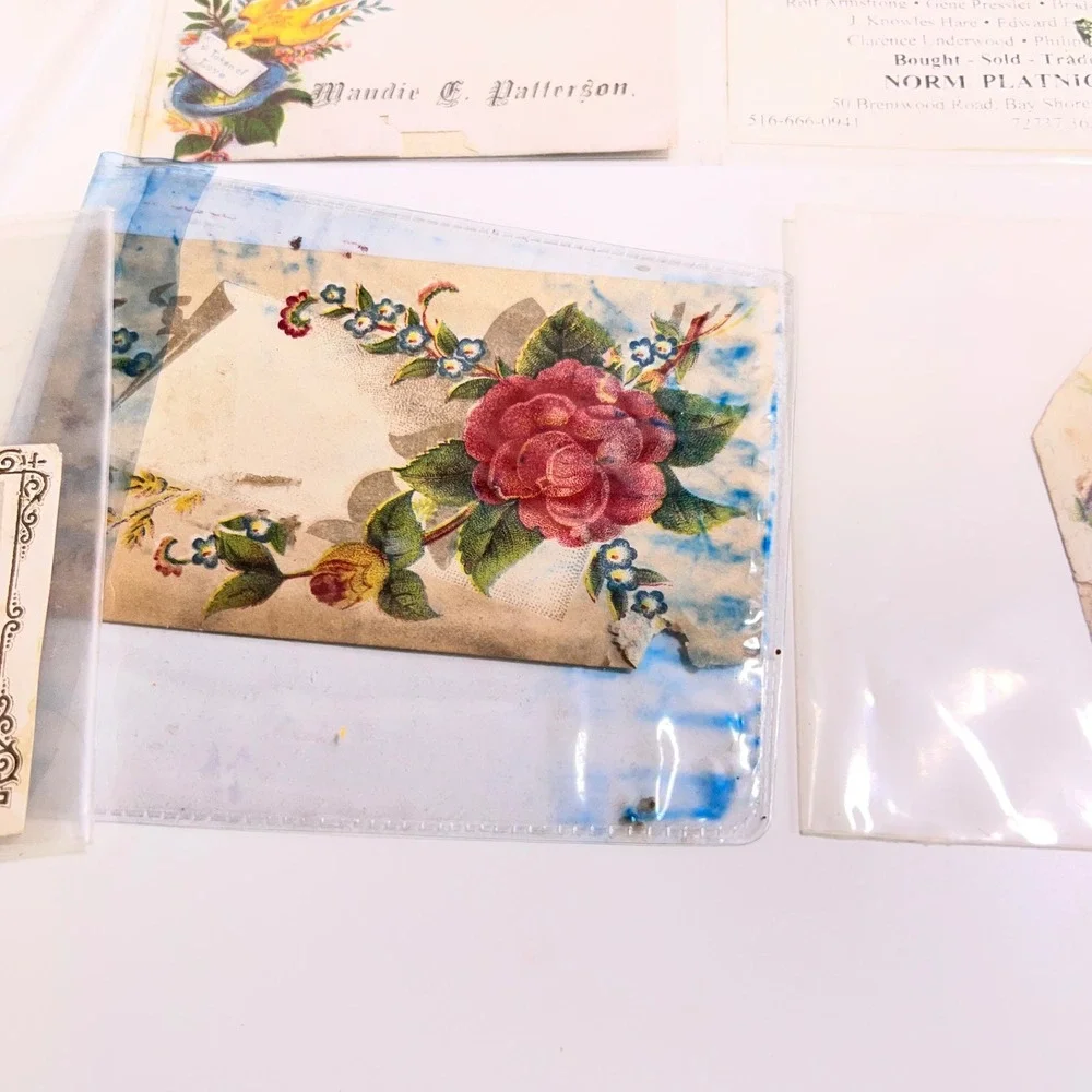 Vintage Victorian Ephemera Lot 11pc Floral Calling Card Trade Card Antique Paper